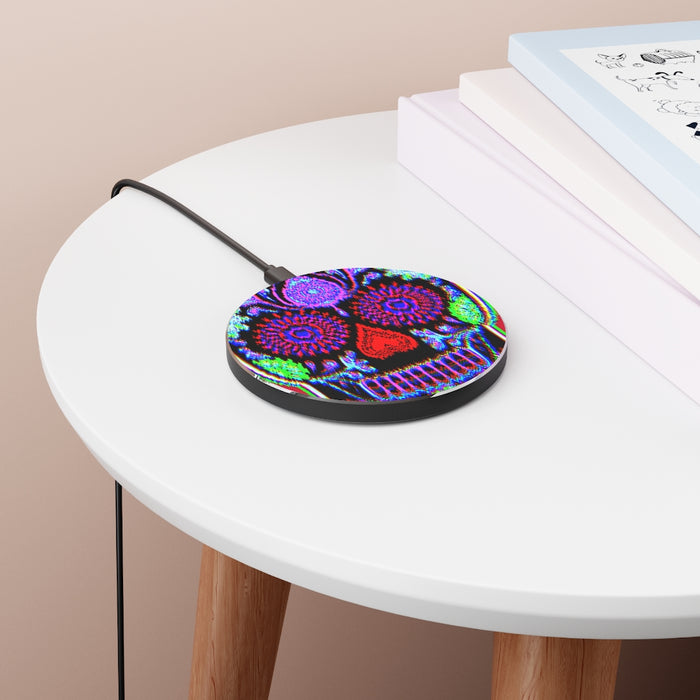 Wireless Phone Charger Neon Sugar Skull // iPhone / Samsung / Android compatible