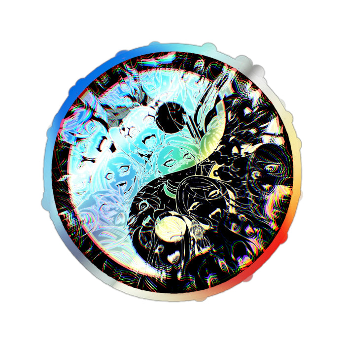 3D Ahegao Yin Yang  Holographic Die-cut Anime Stickers