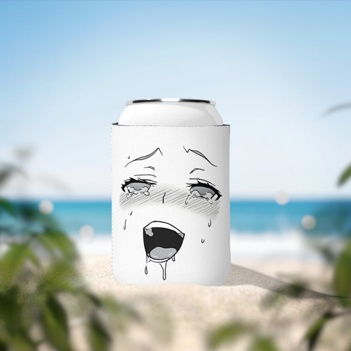 Can Cooler Ahegao Face Anime Girl // Beer Koozie