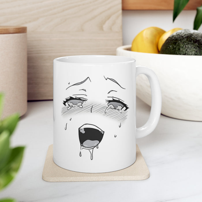 White Ceramic Ahegao Mug // Anime Cup