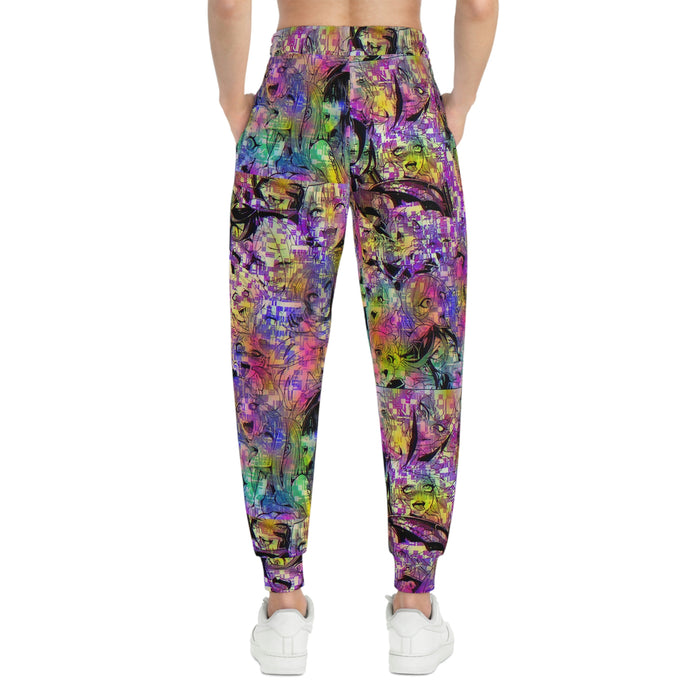 Unisex Ahegao Anime Girls Athletic Joggers, Cyber Punk Colors