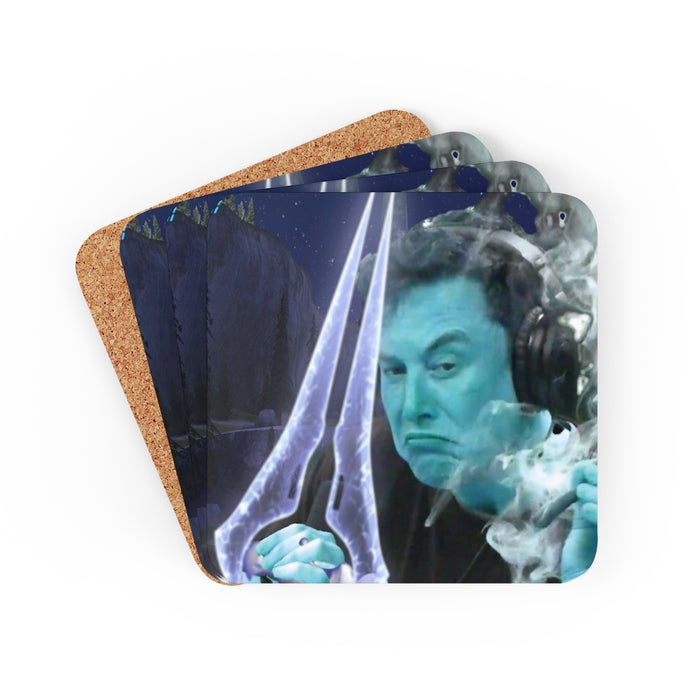 Elitelon Musk Corkwood Coaster Set // Elon Musk Smoking Meme Parody