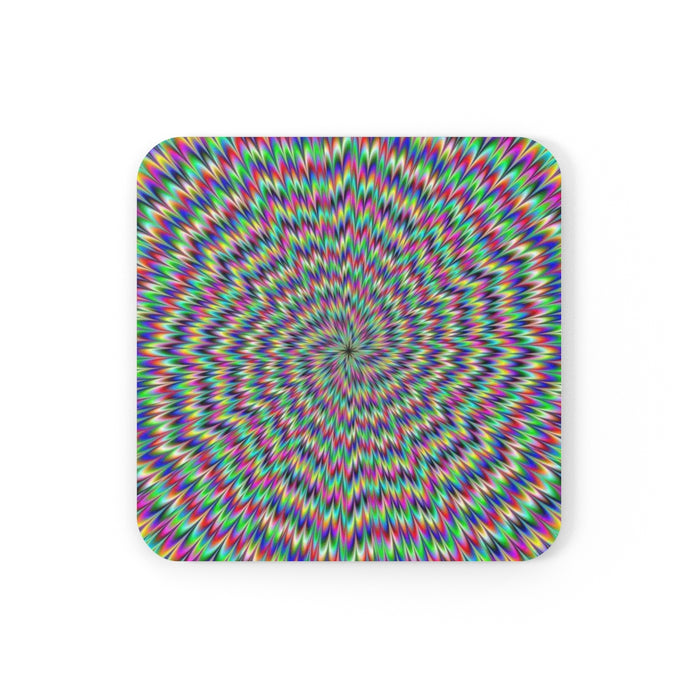 Trippy Pulsating Optical Illusion Corkwood Coaster Set