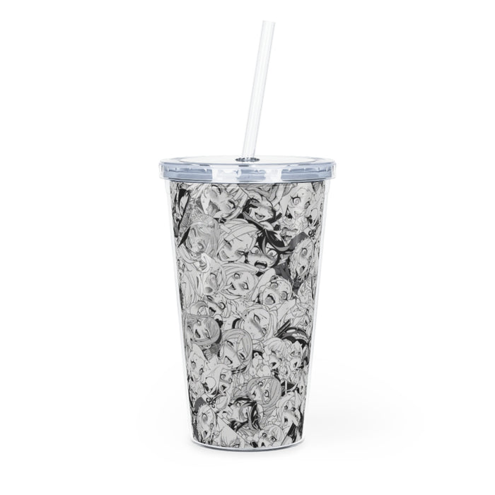 Pattern Plastic Tumbler with Straw Ahegao Pattern // Anime Cup