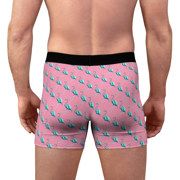 Men's Boxer Briefs Bluemingo Blue Flamingo // Bird Pattern Underwear