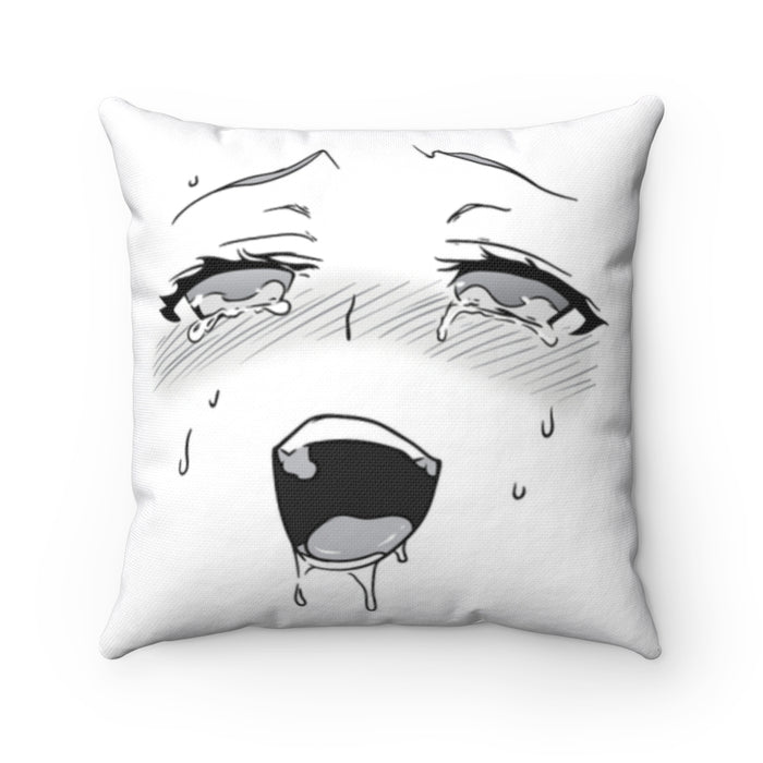 Spun Polyester Square Pillow Anime Ahegao Face