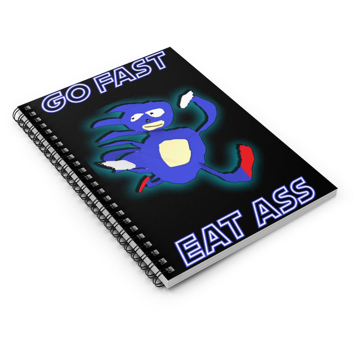 Spiral Notebook Go Fast Eat Ass Sanic The Hedgehog - Ruled Line // Meme Parody Journal