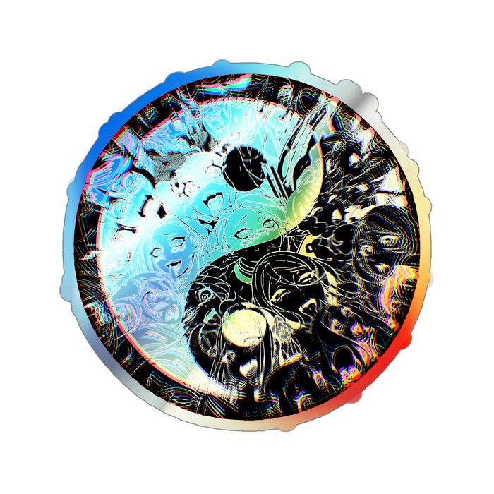 3D Ahegao Yin Yang  Holographic Die-cut Anime Stickers