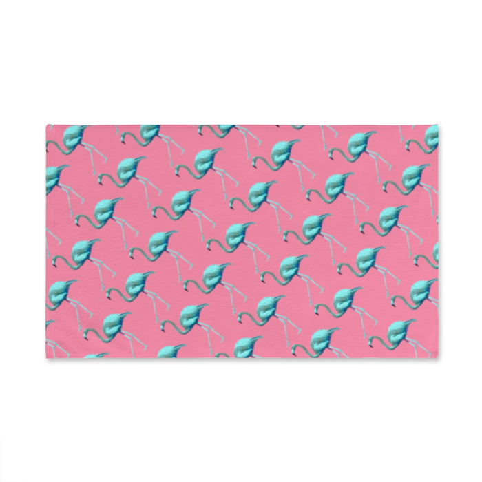 Blue Flamingo Pattern Pink Hand Towel // Bluemingo Washcloth