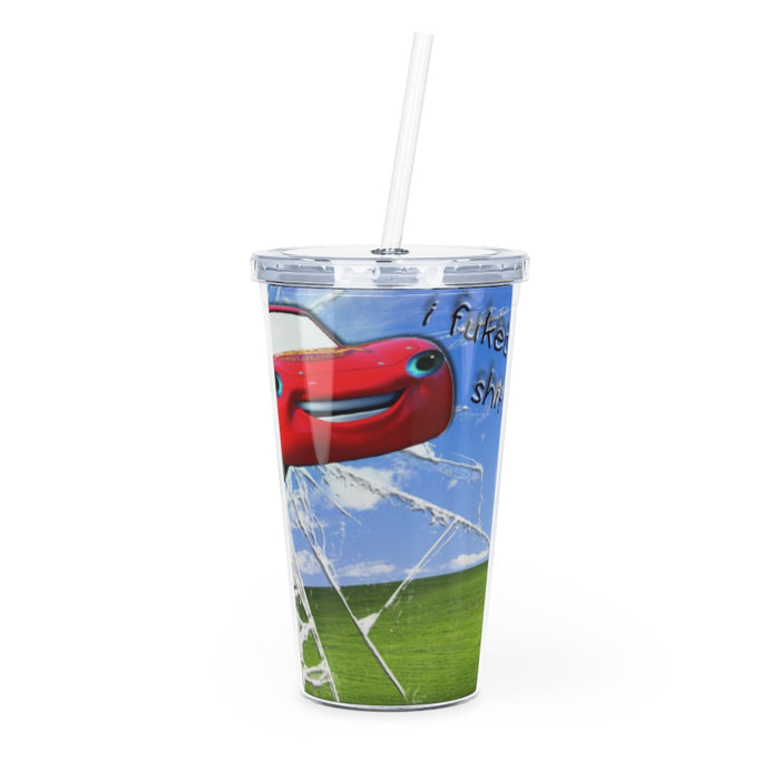 Plastic Tumbler with Straw Kerchow Cars Parody Meme