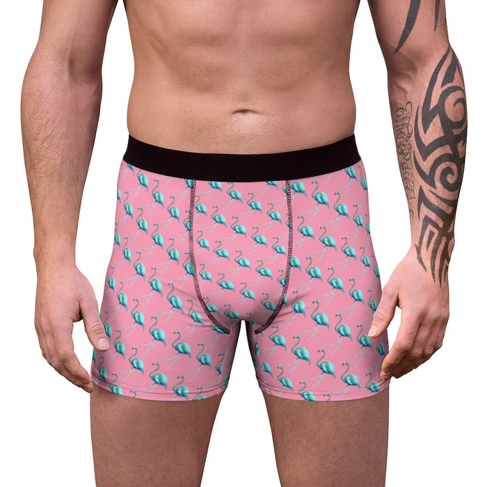 Men's Boxer Briefs Bluemingo Blue Flamingo // Bird Pattern Underwear