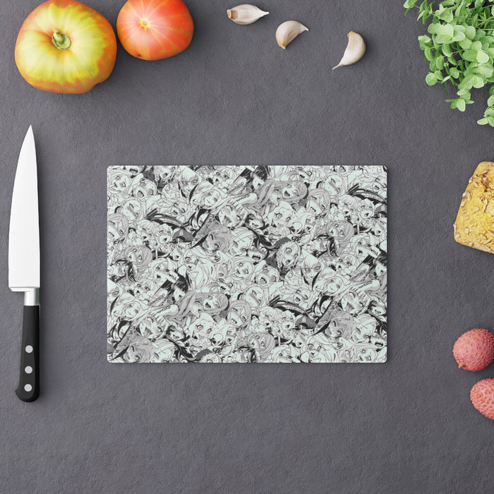 Ahegao Pattern Tempered Glass Anime Cutting Board