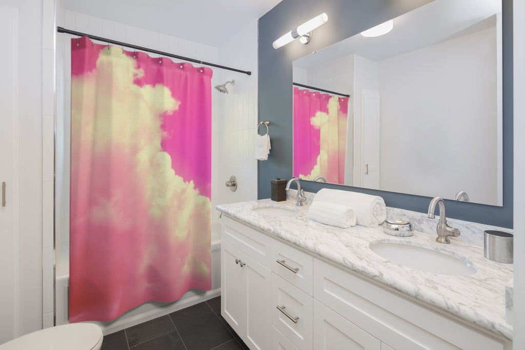 Pink Shower Curtains Head In The Clouds.