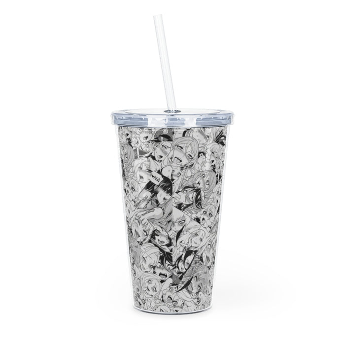Pattern Plastic Tumbler with Straw Ahegao Pattern // Anime Cup